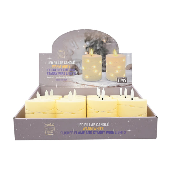 LED Micro Wire Light Candle | 8.5cm, 18 Warm White Lights, Assorted Designs