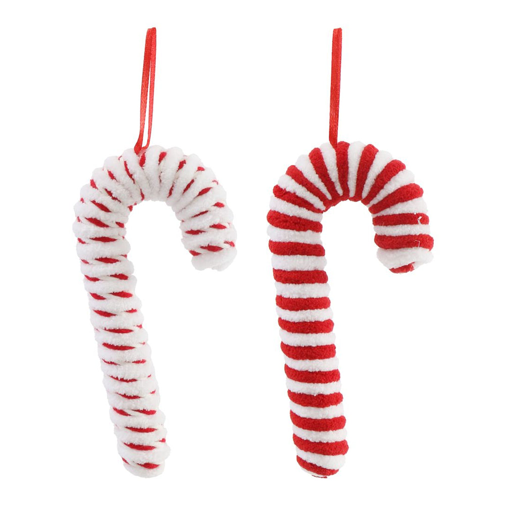 Hanging Plush Candy Cane Decorations | Pack of 3, 15.5cm, 2 Styles