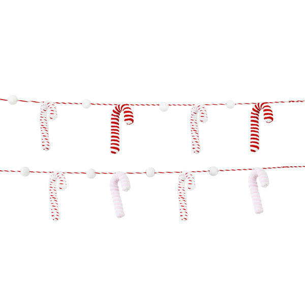 Plush Candy Cane Garland | 1.4m, Assorted Designs, Cotton String