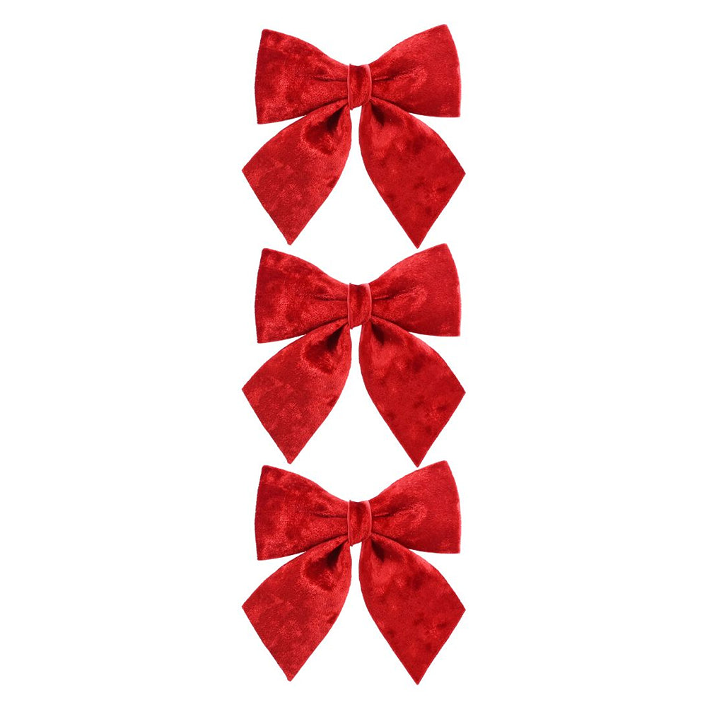 Christmas Red Velvet Bow Decorations | Eva with Velvet Finish, Pack of 3