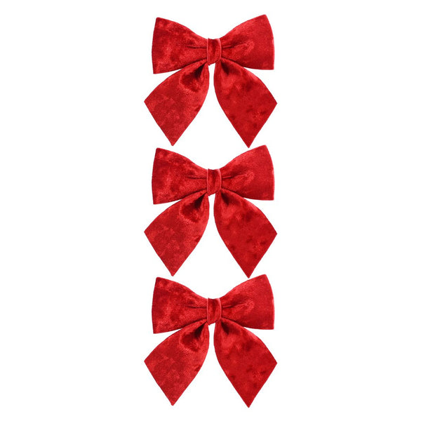 Christmas Red Velvet Bow Decorations | Eva with Velvet Finish, Pack of 3