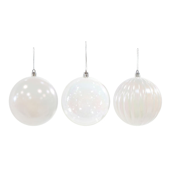 Christmas Baubles 10mm Iridescent | Pack of 6, Silver Fitting