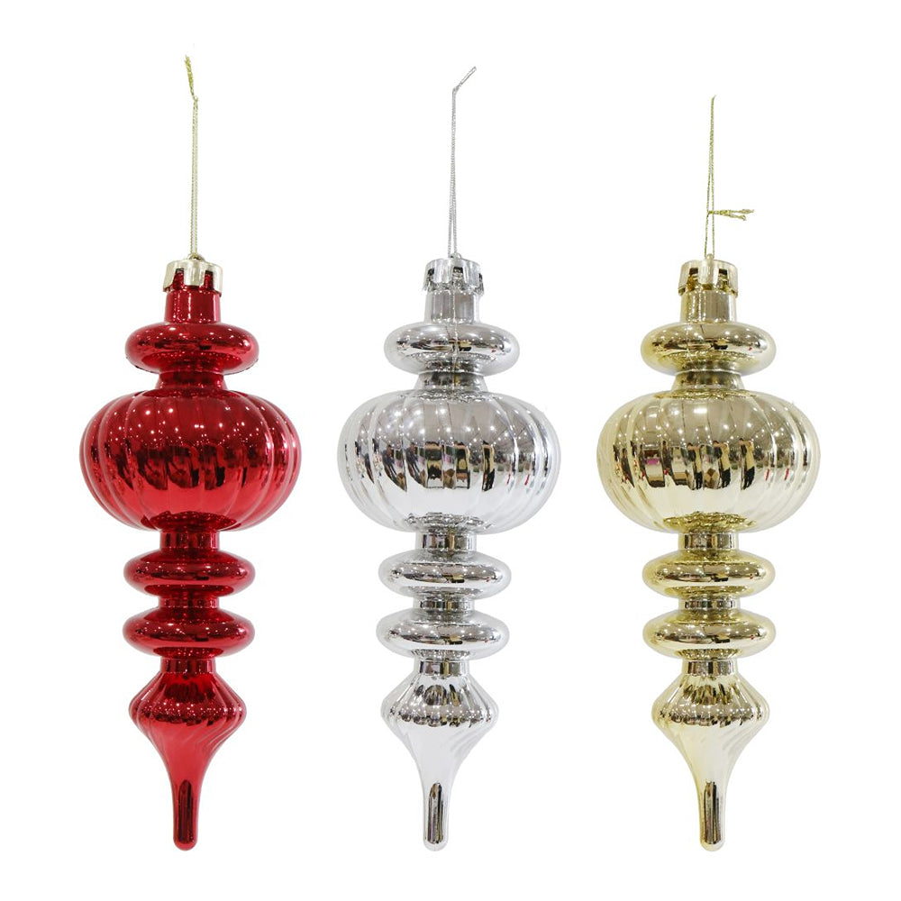 Deco Lantern 23cm Shiny Assorted Colours | Gold, Silver, Red