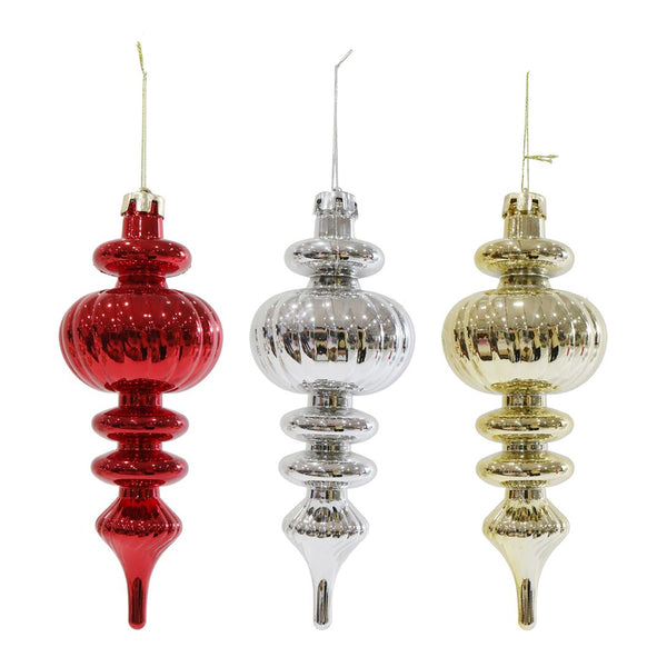 Deco Lantern 23cm Shiny Assorted Colours | Gold, Silver, Red