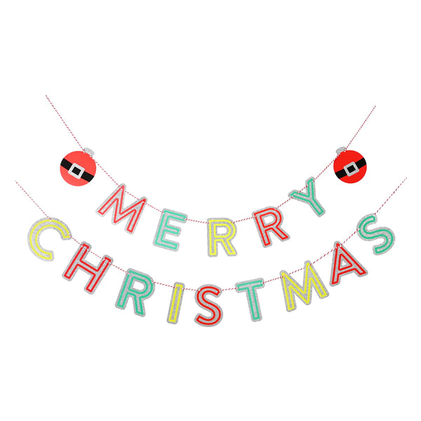 Christmas Bunting Glitter with Santa Belt Baubles | 1.5m