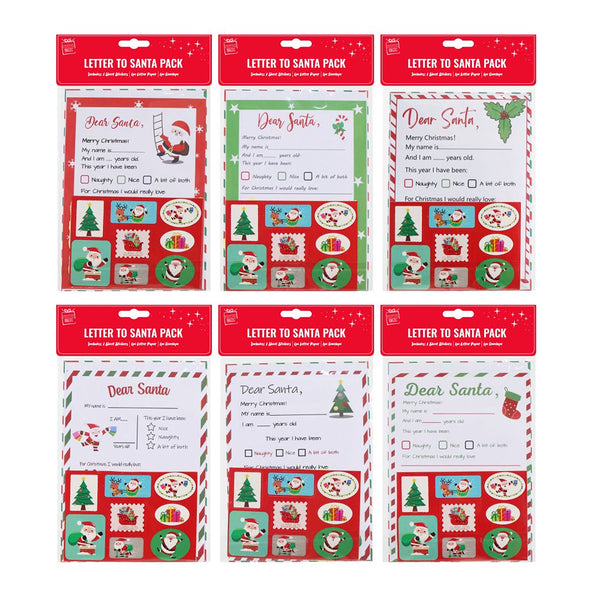 Letter To Santa Set | Pack of 3, Assorted Designs, Includes Stickers