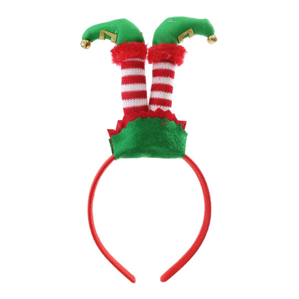 Elf Legs Upside Down Headband | Red and White Knitted