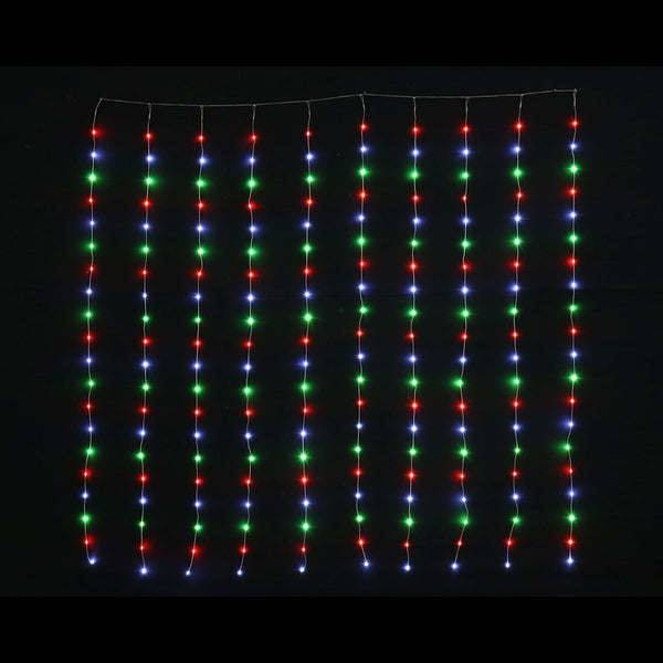 LED Flexi Curtain Lights 2 x 2m | Red White Green, 200 Lights, 8 Functions