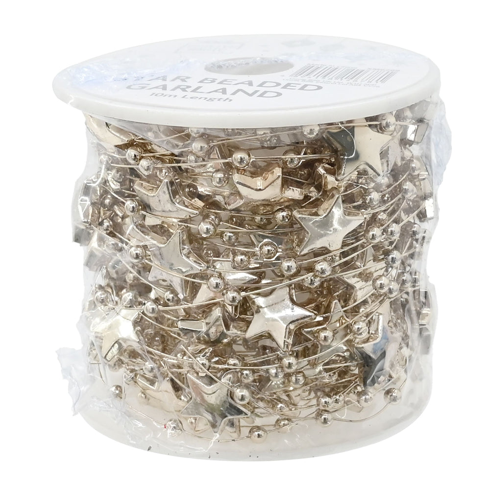 Star Bead Garland Mixed 10m | Assorted Colours, 1.3cm Stars, 3mm Beads