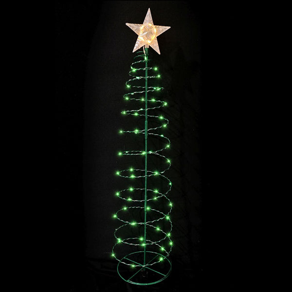 Timer LED Spiral Tree Stake Light | 95cm, Green, 70 Lights, 8 Function