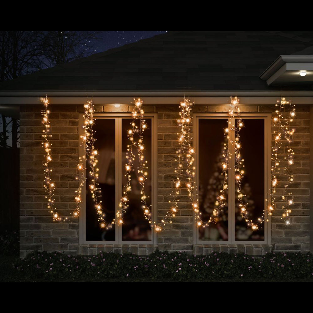 LED Cluster Lights 3000 Vintage Gold | IP20, 8m Lead Wire, Green Cable