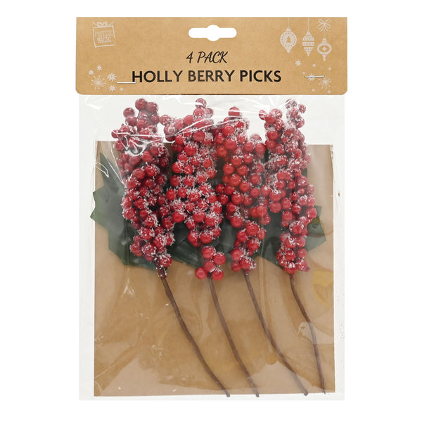 Berry Pick Decorations 17cm | Pack of 4, Assorted Designs