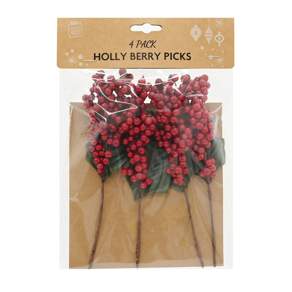 Berry Pick Decorations 17cm | Pack of 4, Assorted Designs