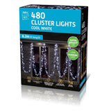 Festive Magic 480 LED Cluster Christmas Lights - Cool White, 6.2m