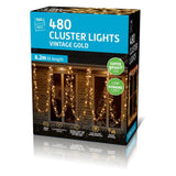 Festive Magic 480 LED Vintage Gold Cluster Lights - 6.2m, Indoor and Outdoor