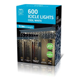 Festive Magic 600 Cool White LED Icicle Lights - 11.9 m, Indoor and Outdoor