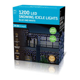 Festive Magic 1,200 White and Blue LED Snowing Icicle Lights - 29.8m
