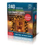Festive Magic Vintage Gold LED Wreath and Garland Lights - 240 Lights, Timer