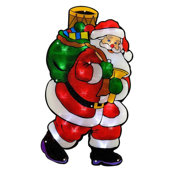 Festive Magic LED Santa Window Silhouette - 45cm, Glitter Effect Accents