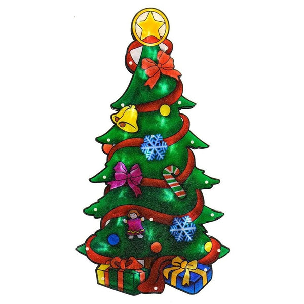 Festive Magic LED Christmas Tree Window Silhouette - 46cm, Multicoloured