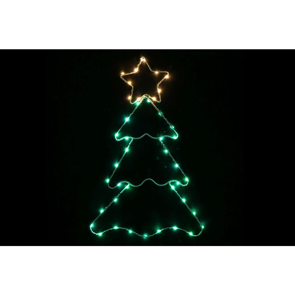 Festive Magic Green LED Micro Wire Christmas Tree Window Light - Warm White Star