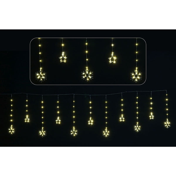 Festive Magic Snowflake and Star LED Curtain Lights - Warm White