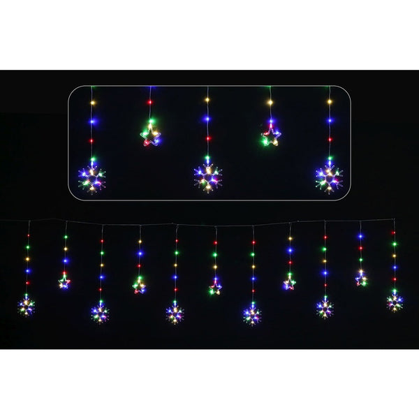 Festive Magic Star and Snowflake Curtain Lights - Multicoloured Display
