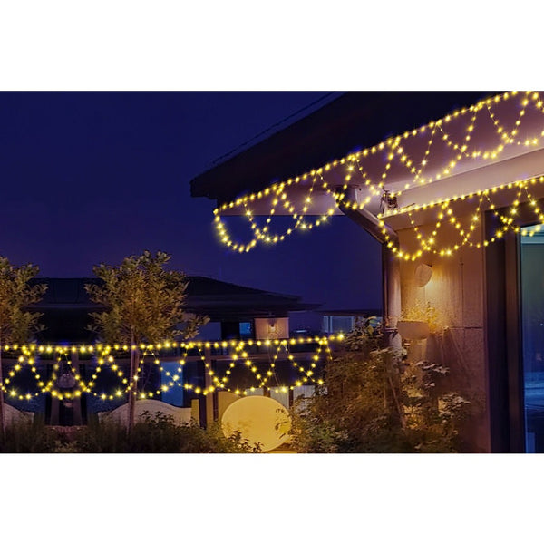 Festive Magic Warm White Cascading LED Bunting Lights - Flexible Cable