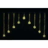 Festive Magic Warm White LED Snowflake Curtain Lights - Cascading Drops