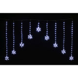 Festive Magic Snowflake LED Curtain Lights - Cool White, Cascading