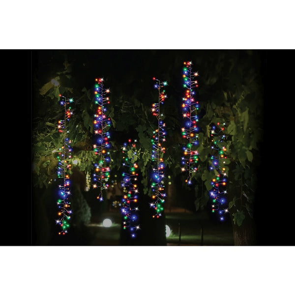 Festive Magic Multicoloured Cascading Christmas Cluster Lights - 480 LEDs, 10m