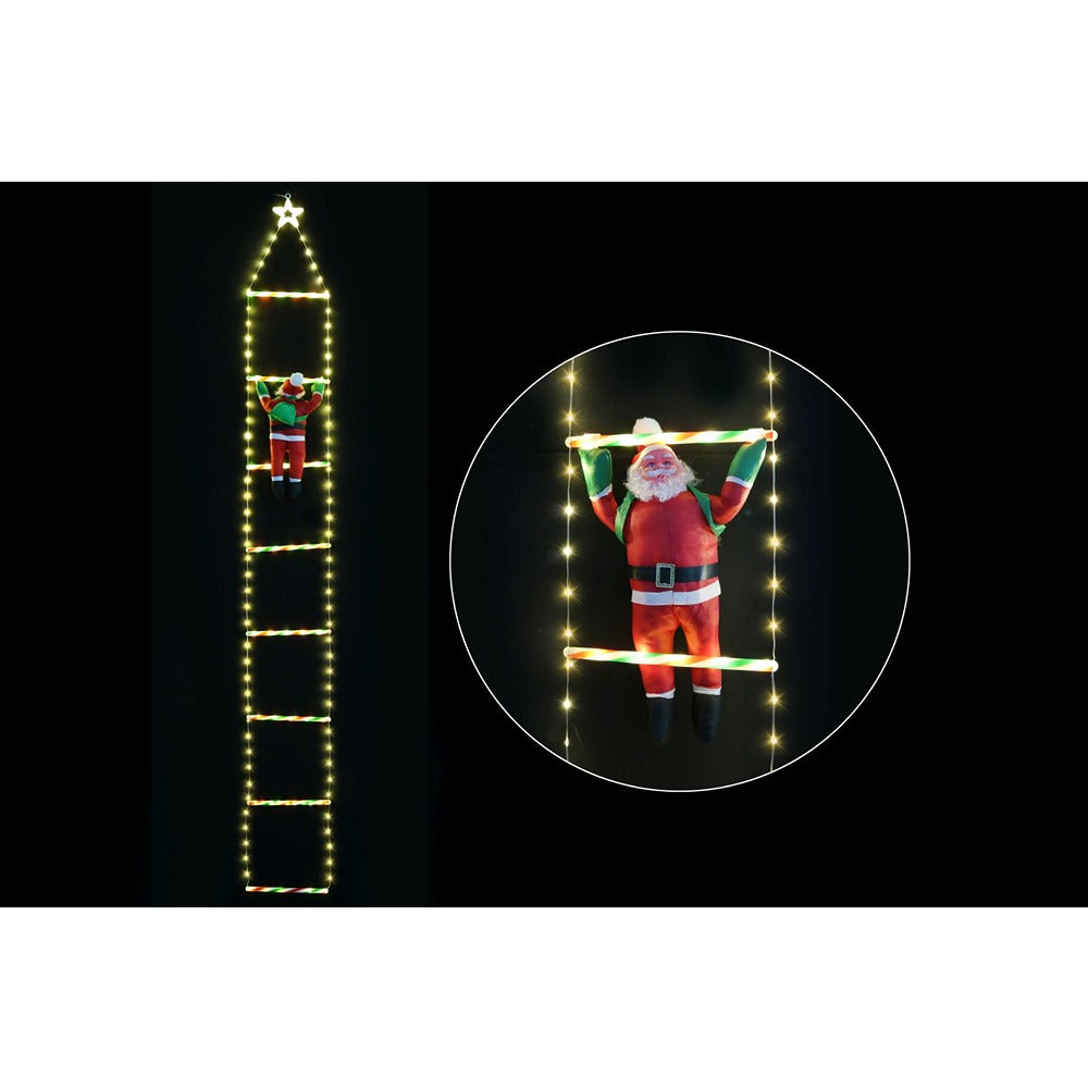 Festive Magic LED Climbing Santa Ladder Christmas Decoration - Warm White Star