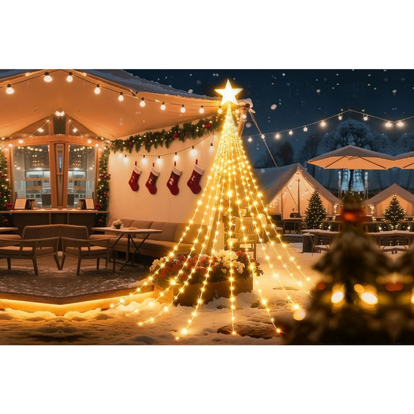 Festive Magic Star Topper Tent Pole Christmas Tree Lights - 3m, Warm White