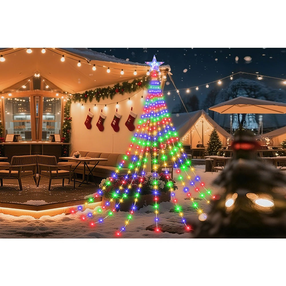 Festive Magic Multicolour LED Tent Pole Christmas Tree Light - 3m, Star Topper