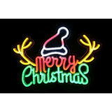 Festive Magic Merry Christmas LED Neon Flex Sign - Antlers, Multicoloured, USB