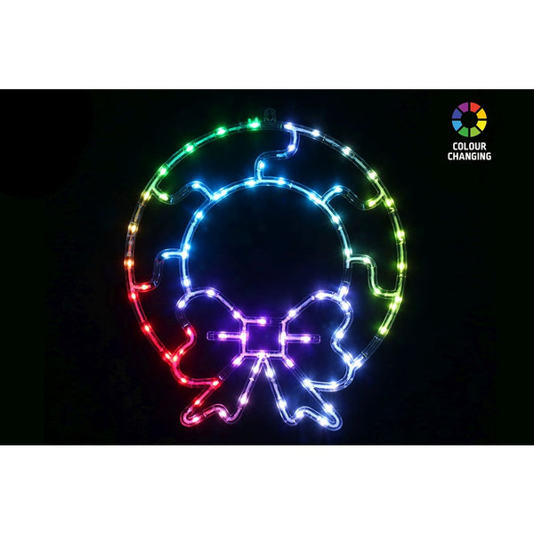 Festive Magic Colour-Changing LED Christmas Wreath - 44 x 44cm, USB