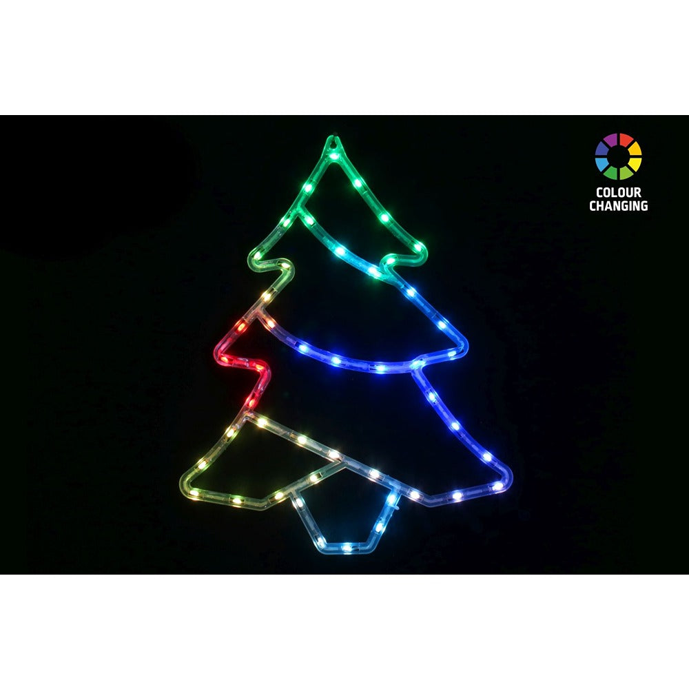 Festive Magic Colour-Changing LED Tree Silhouette Light - 37 x 46cm, USB