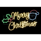 Festive Magic Merry Christmas LED Neonflex Sign - Santa and Holly Design