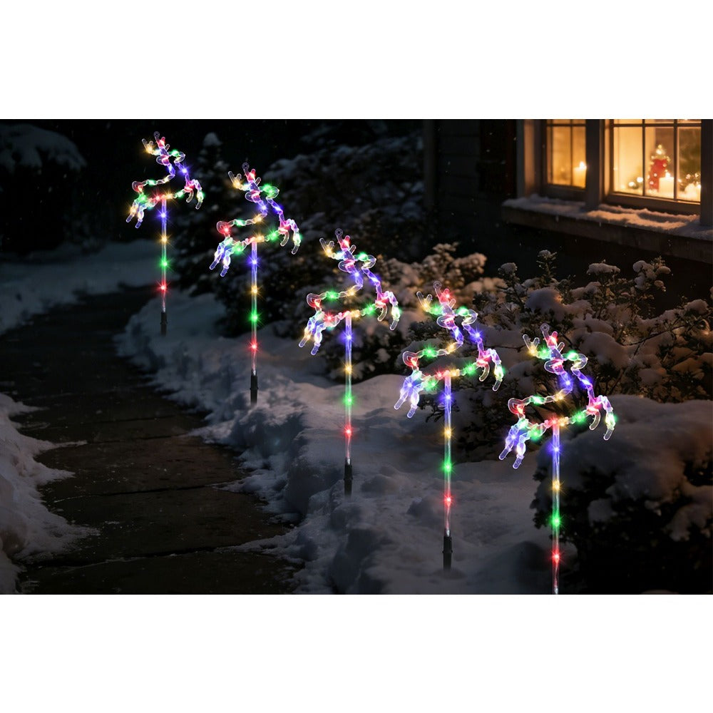 Festive Magic LED Reindeer Path Stakes - 51cm, Pack of 5, Multicoloured