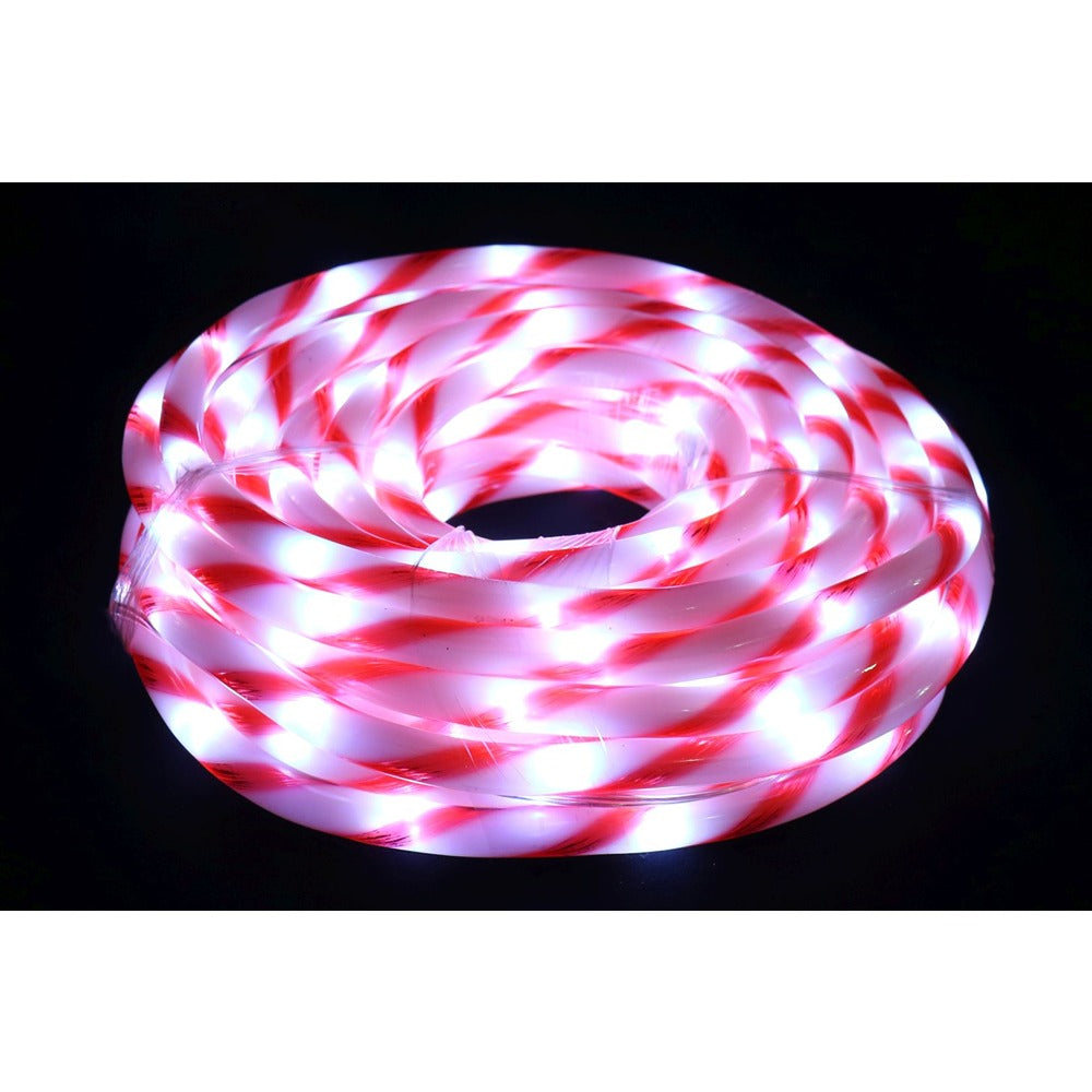 Festive Magic Candy Cane LED Rope Light - 10m, Red and White