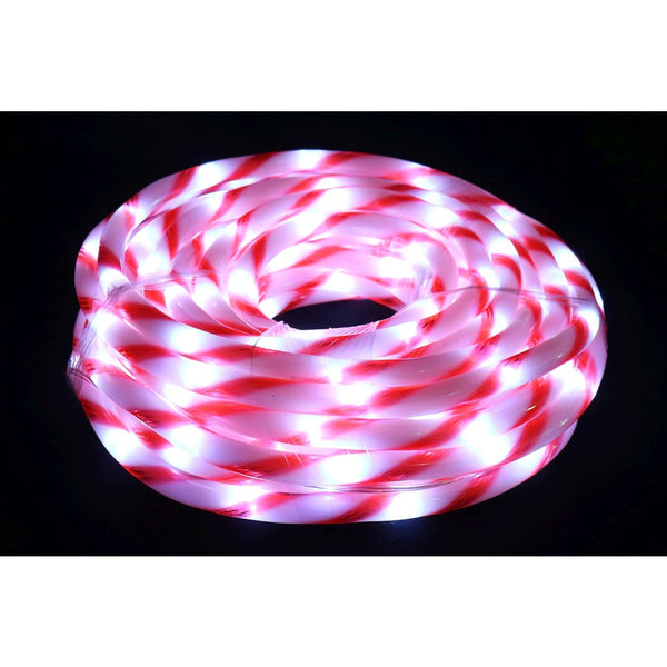Festive Magic Candy Cane LED Rope Light - 10m, Red and White