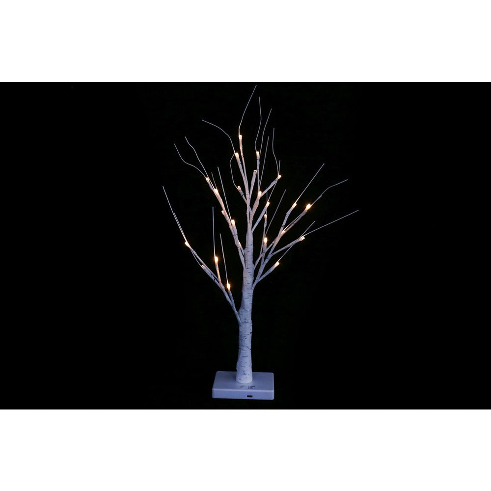 Festive Magic Warm White LED Birch Tree Decoration - 60cm, Timer, Twinkle