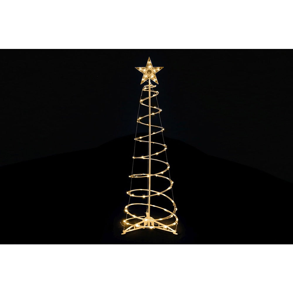Festive Magic Warm White LED Spiral Christmas Tree - 120cm, Star Topper