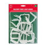 Festive Magic Adjustable Balcony Fence Light Hooks - White, Pack of 16