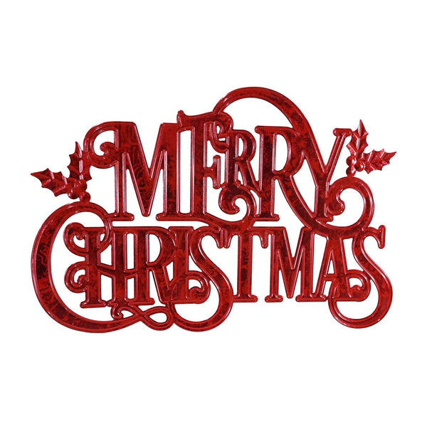 Festive Magic Red Metal Merry Christmas Sign - 62 x 40cm, Assorted Designs