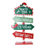 Festive Magic Freestanding North Pole Signpost Decoration - 45cm, Multicolour