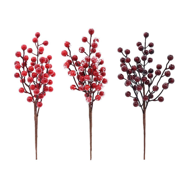 Festive Magic Glossy Christmas Berry Stem Pick - 33cm, Assorted Designs