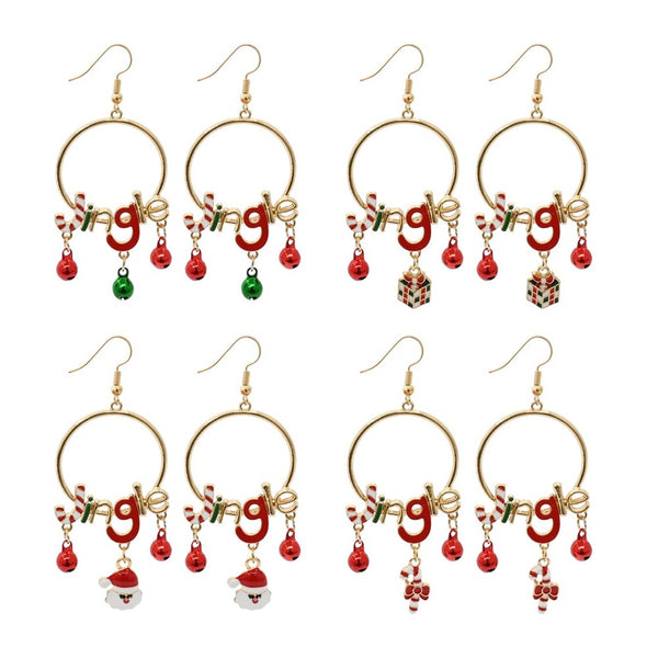 Festive Magic Jingle Hoop Christmas Drop Earrings - Assorted Designs and Colours