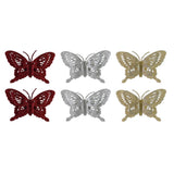 Festive Magic Assorted Glitter Butterfly Clip Decorations - Pack of 2
