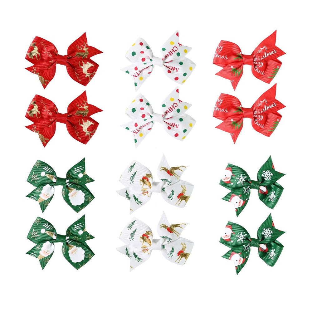 Festive Magic Christmas Bow Hair Clips - Pack of 2, Assorted Designs and Colours